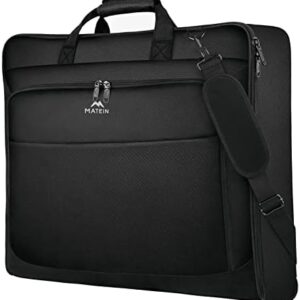 MATEIN Garment Bag for Travel, Large Carry on Garment Bags with Strap for Business, Waterproof Hanging Suit Luggage Bag for Men Women, Wrinkle Free Suitcase Cover for Shirts Dresses Coats, Black