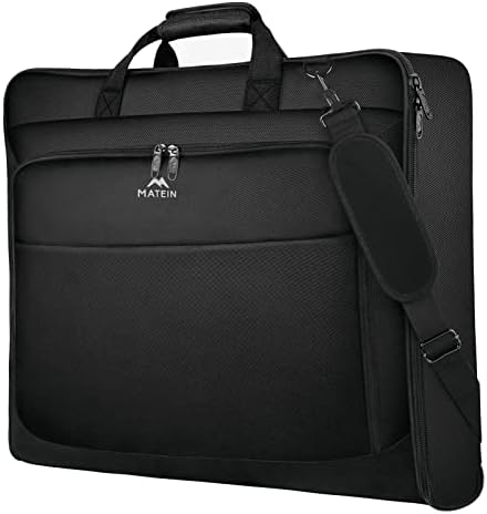 MATEIN Garment Bag for Travel, Large Carry on Garment Bags with Strap for Business, Waterproof Hanging Suit Luggage Bag for Men Women, Wrinkle Free Suitcase Cover for Shirts Dresses Coats, Black
