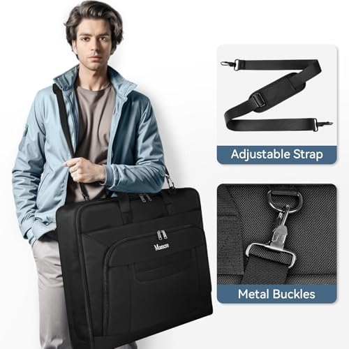 Garment Bags for Travel, Carry On Garment Bag for Business Trips with Shoulder Strap, Mancro Waterproof Foldable Luggage Hanging Suit Bags Gift for Men Women, 2 in 1 Suitcase for Coats, Suits (Black) - Image 2