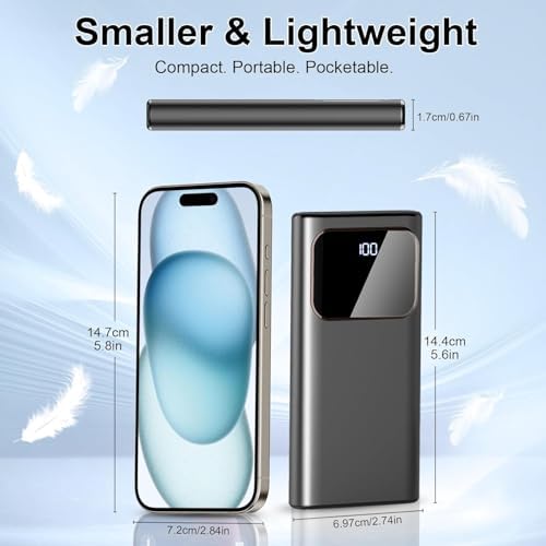 Power Bank, 10000mAh Portable Charger with PD 5A/3W Fast Charging, USB C in&out External Battery Pack, Portable Cell Phone Charger for iPhone 16 15 14 13 /ProMax/Pro/Plus Samsung S23 S22 Android Phone - Image 2
