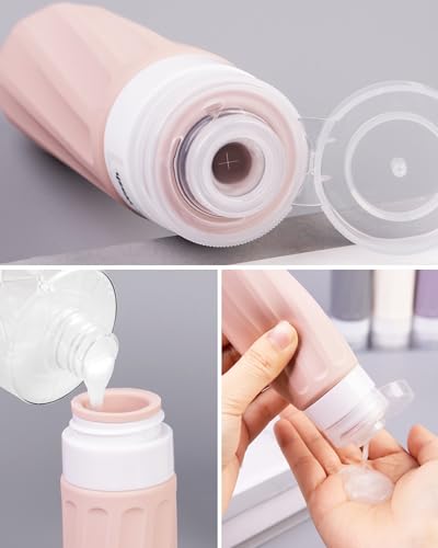 Travel Bottles for Toiletries 8 Pack, Travel Size Toiletries, Tsa Approved Travel Size Containers 3oz, with Travel Essentials Clear Bag, Leak Proof Silicone Squeezable Creams Jars - Image 2
