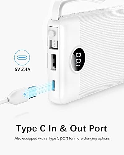 VRURC Portable Charger Power Bank, USB C Battery Pack 10000mAh,5 Outputs 2 Inputs Pocket Travel Charging Bank Built-in Cables for iPhone 17 Pro 17 16 15 14 13,Samsung,Android-White(1 Pack) - Image 3