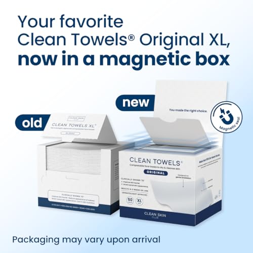 Clean Skin Club Clean Towels XL®, 100% USDA Biobased Face Towel, Disposable Face Towelette, Eczema Association Accepted, Makeup Remover Dry Wipes, Ultra Soft, 1 Pack, 50 Ct - Image 2