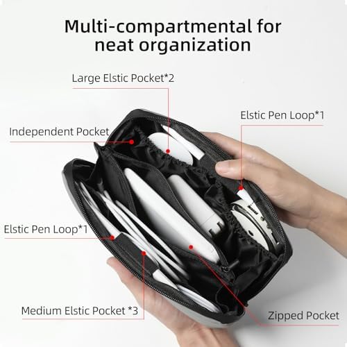 RIGHT AWAY Travel Tech Pouch，Waterproof Cord Case，Electronics Organizer Travel Case，Cable Organizer Storage Bag For Phone, Charger, Accessories(BLACK) - Image 2