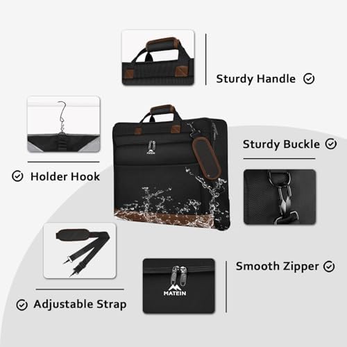 MATEIN Suit Garment Bag for Travel, Large Garment Bags for Hanging Clothes Travel, Foldable Suit Carrier with Shoulder Strap For Business, Premium 2 in 1 Hanging Suitcase Luggage, Black Brown - Image 5