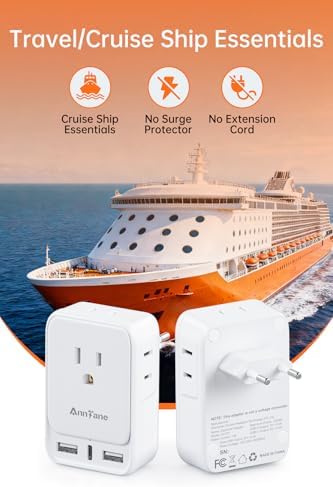 2 Pack European Travel Adapter, US to Europe Plug Adaptor with 4 Outlets 3 USB Charging Ports, Type C Power Adapter for USA to EU Euro Spain France Iceland Italy Germany Greece, White - Image 8