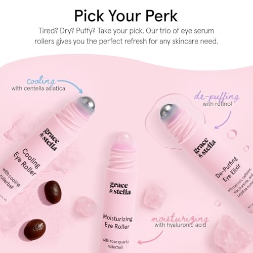 grace & stella Under Eye Brightener Roller - Airplane Travel Essentials - Travel Size Toiletries - Retinol & Caffeine Eye Serum for Puffiness, Dark Circles, Wrinkles - Vegan Skincare (15ml / 0.51floz) - Image 5