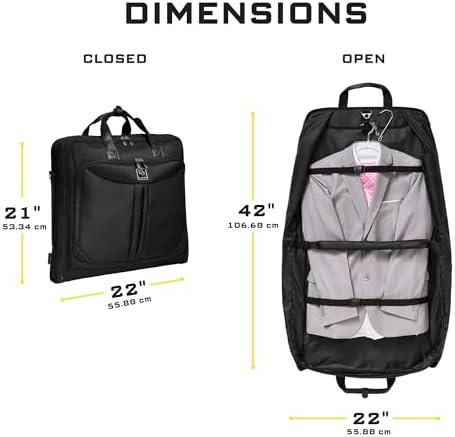 Premium Suit Garment Bag Carry On - Hangs 4 Suits - Travel & Business with Shoulder Strap and Laptop Compartment - Image 5
