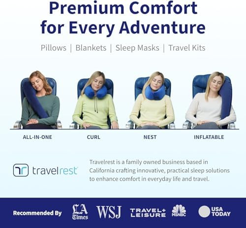 TRAVELREST Nest Neck Support Pillow - Travel Essentials, Memory Foam, Compact Travel Pillow for Long Flights, Plane Sleeping Accessories, Comfortable, Compact, Washable, Attaches to Luggage - Blue - Image 7