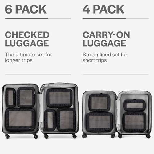 Aerotrunk Compression Packing Cubes for Travel - Luggage Organizer Bags - Double Zipper Packing Cubes for Suitcases (6-Pack, Black) - Image 4