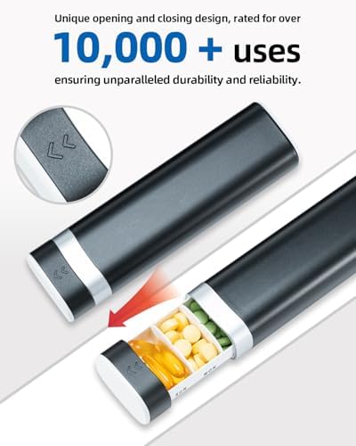 Betife Travel Pill Organizer Weekly 7 Day, Compact Daily Pill Box, Portable Medicine Case, Cute Pill Holder for Vitamins Supplements, Drawer-Shaped Pills Organizer (Black) - Image 6