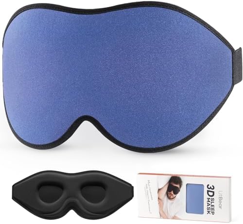 LitBear Sleep Masks, Light Blocking Eye Mask Sleeping for Women Men Side Sleeper, Soft 3D Comfortable Sleeping Mask with Adjustable Elastic Strap for Travel