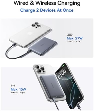 Baseus Picogo Magsafe Portable Charger, Qi2 15W 0.5" Ultra Slim 10000mAh Wireless Power Bank, 27W Fast Charging Magnetic Battery Pack with USB-C for iPhone 17 Pro Max/17 Pro/Air/16/15/14/13/12 - Image 5