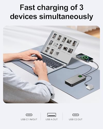65W Power Bank, 25000mAh Travel Essential USB C Laptop Portable Charger, 100W Total Fast Charging Battery Pack for MacBook Dell XPS iPad Tablet Steam Deck iPhone 17-12 Series Samsung Switch and More - Image 5