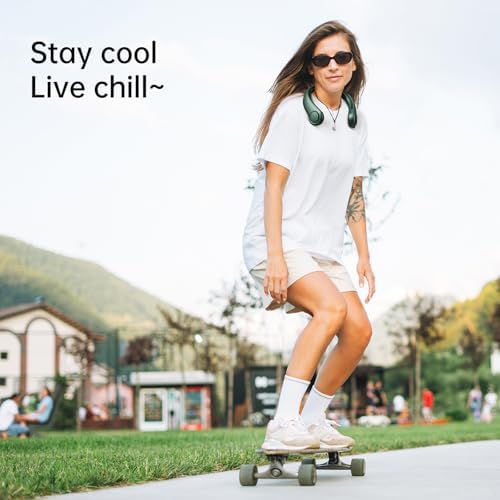 JISULIFE Portable Neck Fan, Hands Free Bladeless Fan, 5 Speeds, 4000 mAh Battery Operated Wearable Personal Fan, Twistable, Rechargeable, Gift for Women Men-Dark Green - Image 7