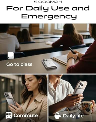 LISEN Ultra Slim MagSafe Power Bank,5000mAh Wireless Slim MagSafe Battery Pack,Magnetic Portable Charger,Magnetic Power Bank for iPhone 17 Pro Max Plus Air/16-12 Series,Gifts for Men Women - Image 7