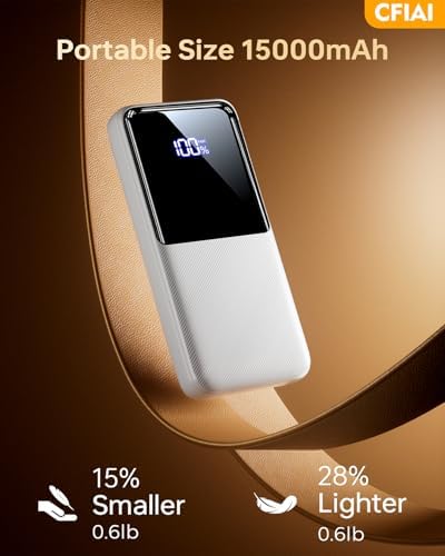 Portable Charger Power Bank - 15,000mAh Battery Pack Portable Phone Charger with Built in Cable 22.5W Fast Charging Powerbank Compatible with iPhone Android Samsung Phone, Travel Camping Essential - Image 5