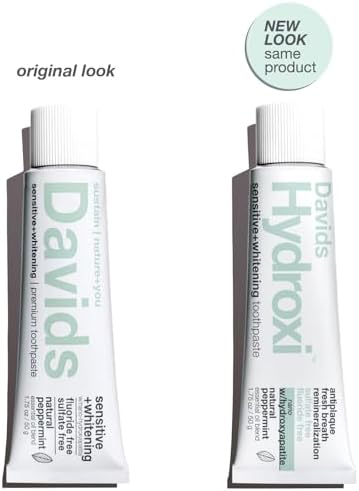 Davids Hydroxi Fluoride Free Nano Hydroxyapatite Toothpaste for Remineralizing, Sensitive Support, Whitening, Antiplaque, SLS Free, Natural Peppermint, Made in USA, 1.75oz (Travel Size) - Image 2