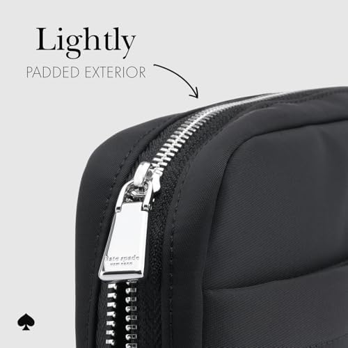 kate spade new york Nylon Tech Organizer Pouch - Electronics Cable Cord Organizer, Travel Case for Chargers, Power Bank, AirPods, and Accessories - Signature Black - Image 5