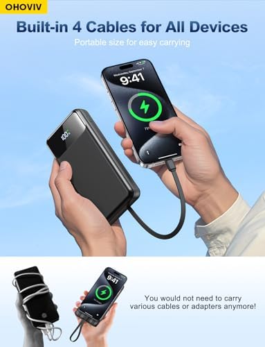 Portable Charger Power Bank 50000mAh Battery Pack, 22.5W Fast Charging PowerBank with Built in Cables,Travel Camping Essential USB-C Portable Phone Charger for iPhone Samsung Pixel Android iPad - Image 3