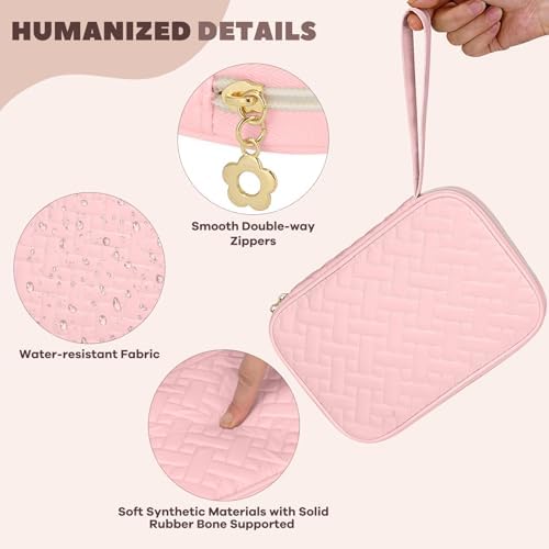 Electronics Organizer Travel Case, Charger Bag Cord Organizer Travel, Compact Tech Pouch Cable Organizer Bag for Charger, Cords, Phone, Headphones, Flash Drive, SD Card (Pink, Large-Single Layer) - Image 3