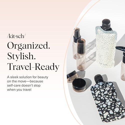 Kitsch 11 PCS Travel Bottles for Toiletries – Travel Essentials Kit for Shampoo, Conditioner, Lotion & More - TSA Approved Travel Bottles, Leak-Proof Refillable Travel Size Containers - Black & Ivory - Image 9