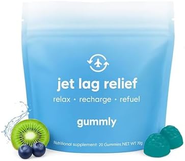 Jet Lag Remedy for Travel Gummies • No Jet Lag Pills Alternative • Travel Essentials • Support Adjustment to Time Zones and Circadian Rhythm • Delicious Tropical Berry Flavor • 20 Gummies 3-5 Trips