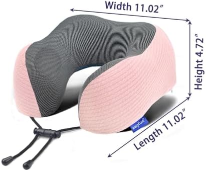 napfun Neck Pillow for Traveling, Upgraded Travel Neck Pillow for Airplane 100% Pure Memory Foam Travel Pillow for Flight Headrest Sleep, Portable Plane Accessories, Pink Striped Kit - Image 5