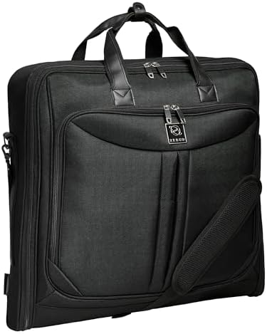 Premium Suit Garment Bag Carry On - Hangs 4 Suits - Travel & Business with Shoulder Strap and Laptop Compartment