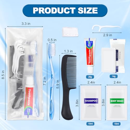 50 Sets Bulk Hygiene Kits for Homeless,Basic Toiletry Kit Homeless Supplies Bulk,Disposable Toothbrushes with Toothpaste and Comb Individually Wrapped,Bath Soap,Shampoo,Body Wash,Floss Pick - Image 2