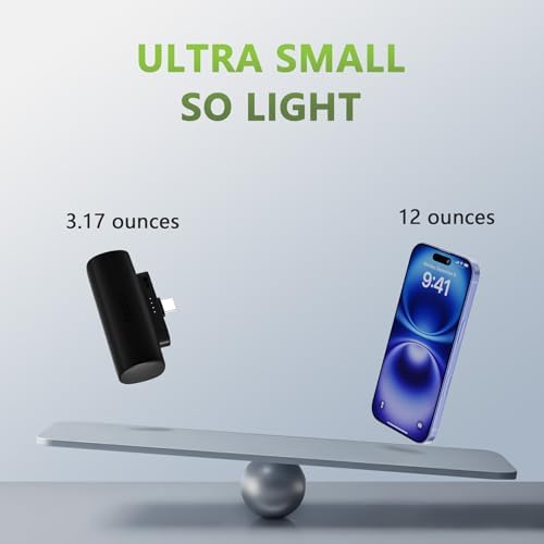 Miady 2-Pack 5000mAh Mini Portable Charger with Built-in Type C Connector, 5V 2.4A USB-C Output Fast Charging Small Power Bank, Compact Battery Pack Compatible with iPhone 17/16/15 Galaxy S24/S22 iPad - Image 5