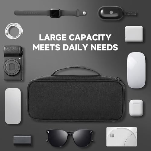 Teskyer Tech Organizer Pouch – Portable Waterproof Electronics Bag with Compartments for Cables, Chargers, Earbuds & Phone (Black) - Image 7
