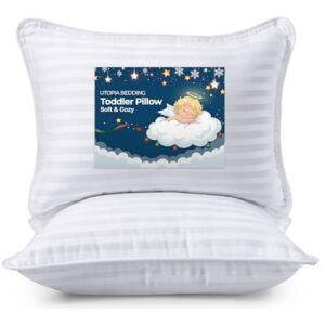 Utopia Bedding Toddler Pillow (White, 2 Pack), 13x18 Pillows for Sleeping, Soft and Breathable Cotton Blend Shell, Small Kids Pillow Perfect for Toddler Bed and Travel (Intended for Age 2 and up)