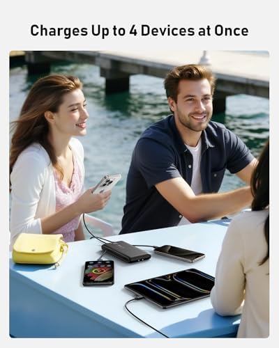 Portable Charger Power Bank Built in Cables and Wall Plug, 10000mAh iPhone Battery Pack Fast Charging, USB C External Slim Power Bank, Travel Essentials Compatible with iPhone 17 16 15 14 iPad, Black - Image 4