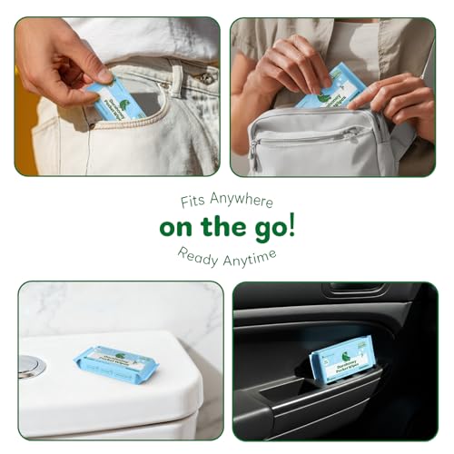 Flushable Wipes Travel Size, 99% Water Mini Wet Wipes for Sensitive Skin, Hypoallergenic & Unscented On The Go Pocket Wipes, 48 Count (8 Packs of 6) - Image 6