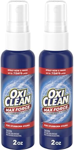 OxiClean Max Force Laundry Stain Remover Spray, Newborn & Baby Essentials, Travel & On-The-Go Stain Treater, 2 fl oz, 2PK