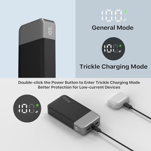 NOBIS 20000mAh Battery Pack Power Bank 65W Power Bank, Portable Charger with Digital Display, Dual USB-C/USB-A Fast Charging for Laptop, Phone, Tablet, Travel-Friendly External Battery Pack - Image 5