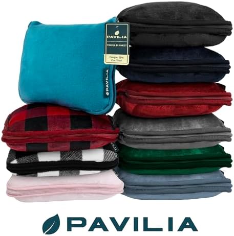 PAVILIA Travel Blanket Pillow, Soft Airplane Blanket 2-IN-1 Combo Set, Plane Blanket Compact Packable, Flight Essentials Car Pillow, Travelers Gift Accessories Luggage Backpack Strap, 60x43 Slate Blue - Image 8