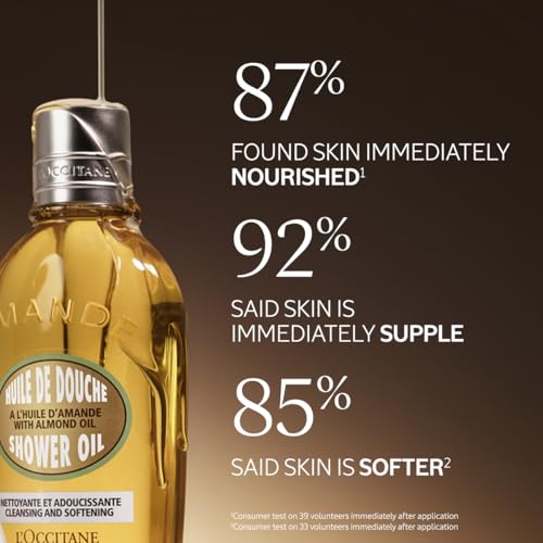 L'OCCITANE Cleansing & Softening Almond Shower Oil, Body Wash & Shaving Base Purifies & Smooths Without Drying Skin, Milky Lather, Nourishing Skincare - Image 3