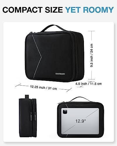 BAGSMART Cable Organizer Bag, Travel Electronics Organizer with Adjustable Divider, Tech Bag Carrying Case, Storage Bag Sturdy Tool Case with Handle for Cellphone Cord Electronics Accessories, Black - Image 6
