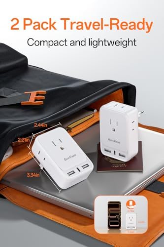 2 Pack European Travel Adapter, US to Europe Plug Adaptor with 4 Outlets 3 USB Charging Ports, Type C Power Adapter for USA to EU Euro Spain France Iceland Italy Germany Greece, White - Image 3