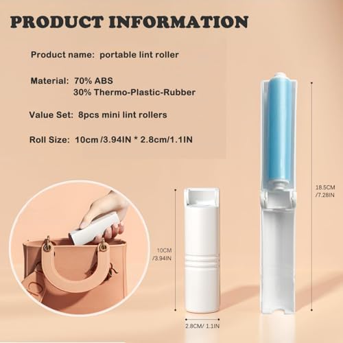 Mini Reusable Lint Roller for Travel, 8 Pack Washable Foldable Lint Remover with Sticky Gel, Portable, Compact and Easy to Clean for Clothes and Luggage Use (Blue) - Image 2