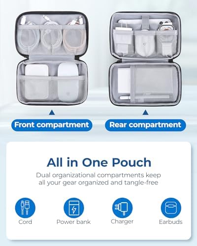 BAGSMART Electronics Organizer Travel Case, Cable Charger Cord Tech Organizer Pouch for Phone Charger Accessories, Black - Image 3