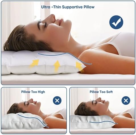 MINUPWELL Ultra Flat Small Pillow for Sleeping, 18x13in Small Pillow for Travel 7D High Support 2.5 inch Height Ultra Thin Mini Pillows -100% Cotton - Image 5