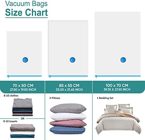 6 Pack Vacuum Storage Bags with Hand Pump, 80% Space Saver Vacuum Seal Storage Bags for Clothing, Travel Lugggage, Blankets, Comforters - Image 4