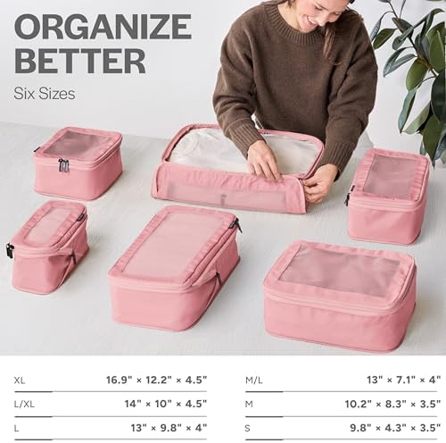 Aerotrunk Compression Packing Cubes for Travel - Luggage Organizer Bags - Double Zipper Packing Cubes for Suitcases (6-Pack, Rose) - Image 3