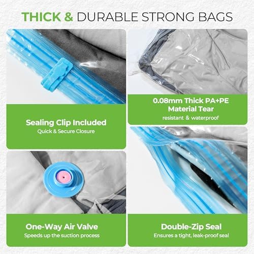 Vacuum Storage Bags for Travel - 15 Pack Compression Packing with Wireless Electric Pump for Luggage Vacuum Seal Bags for Clothes Space Saver Organizer for Moving Clothing Suitcase Travel - Image 7