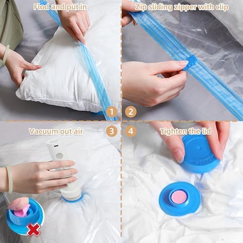 Travel Vacuum Bags with Rechargeable Pump,6 Pack Vacuum Storage Seal Bags for Clothing Suitcase Backpack, Space Saver Compression Clothes Storage Bag (6 Combo+ Electric Pump) - Image 6