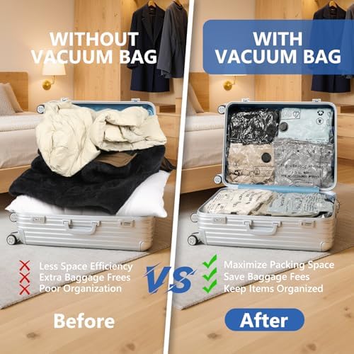 NESCCI Travel Vacuum Bags for Clothing with Rechargeable Wireless Air Pump,18 Pack Compression Seal Packing Bags for Luggage Suitcase,Carry-on Size Space Saver Vacuum Storage Bags - Image 2