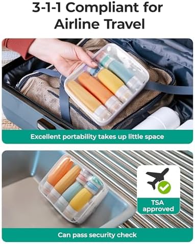 BAGSMART 18 Pack TSA Approved Travel Bottles for Toiletries, Leak Proof Silicone Travel Size Containers Bottles for Shampoo, Purple - Image 7